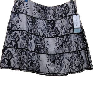 Ideology Women's Plus Snake-Print Pull-On Tiered A-Line Skort White 1X